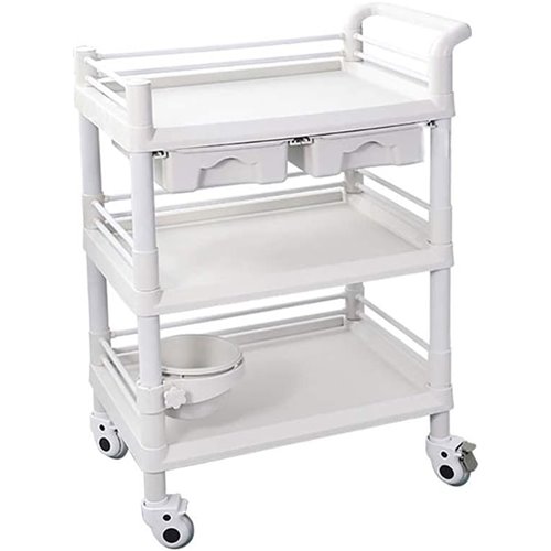 Professional 3 Tier Mobile Trolley 2 Drawers ABS 750x530x980mm | Stalwart DA-WH3LT7553D2