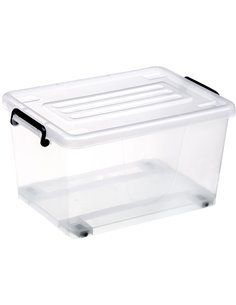 Pack of 4 Plastic Storage Box with Wheels &amp Lid &amp Clips 13 litre 375x295x200mm Polypropylene | Stalwart DA-S1013SETOF4