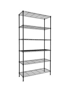 Commercial Shelving unit 6 tier 200kg/shelf Width 1500mm Depth 450mm Black wire | Stalwart DA-EB15045200A6