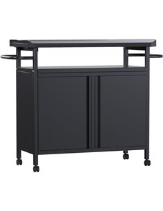 Professional Black BBQ Cart Prep station 2 Doors 775x360x810mm | Stalwart DA-SART246