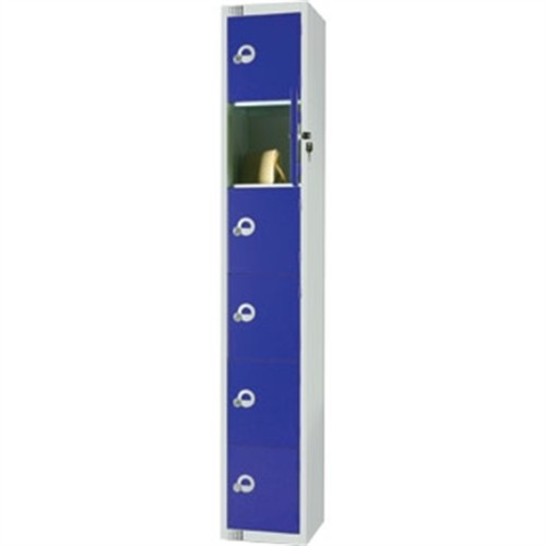 Six Door Locker  with Sloping Top Blue Camlock