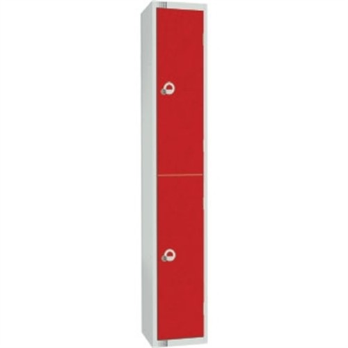 Two Door Locker with Sloping Top Red Padlock