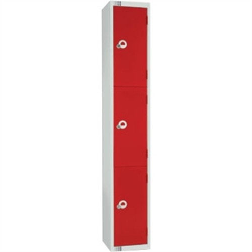 Three Door Locker Red Padlock