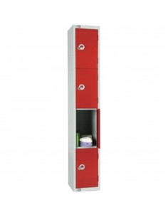 Four Door Locker  with Sloping Top Red Padlock