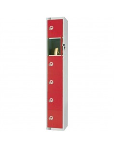 Six Door Locker  with Sloping Top Red Camlock