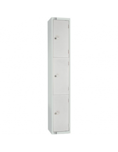 Three Door Locker with Sloping Top Mid Grey Door Camlock