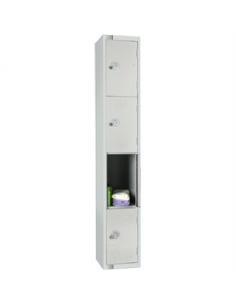 Four Door Locker  with Sloping Top Mid Grey Door Camlock