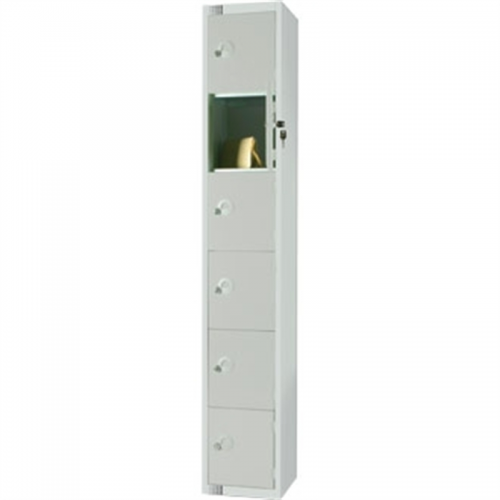 Six Door Locker with Sloping Top Mid Grey Door Camlock