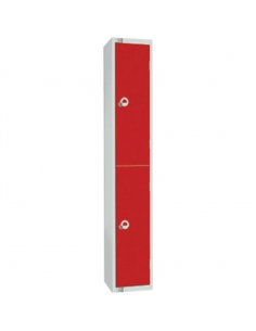 Two Door Locker with Sloping Top Red Door Camlock