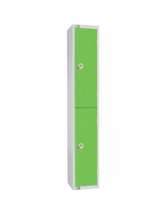 Two Door Locker with Sloping Top Green Door Camlock