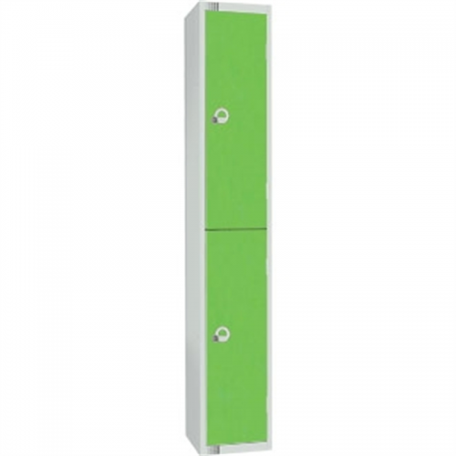 Two Door Locker with Sloping Top Green Door Camlock