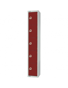 Five Door Locker with Sloping Top Mid Grey Door Camlock