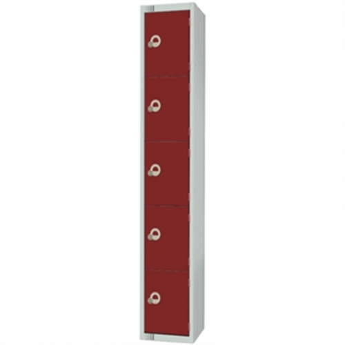 Five Door Locker with Sloping Top Mid Grey Door Camlock