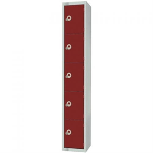 Five Door Locker with Sloping Top Mid Grey Door Padlock