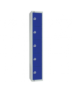 Five Door Locker with Sloping Top Red Door Padlock