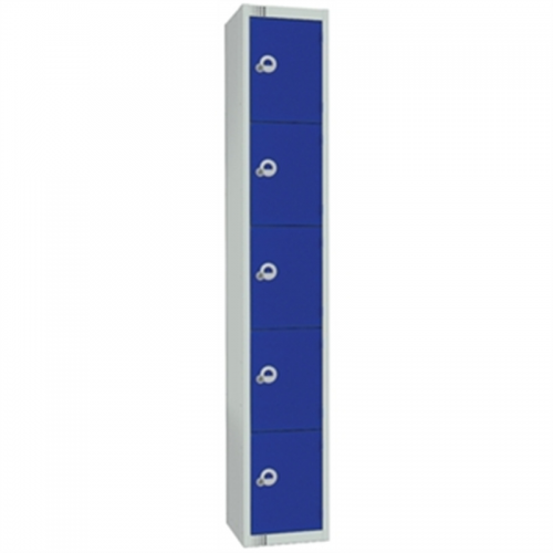 Five Door Locker with Sloping Top Red Door Padlock