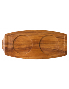 UTOPIA -Acacia Wood Board 13.5x6.25" (34x15.5cm) - Sides: 2 Wells Dia 10cm / 1 Well Dia 10cm