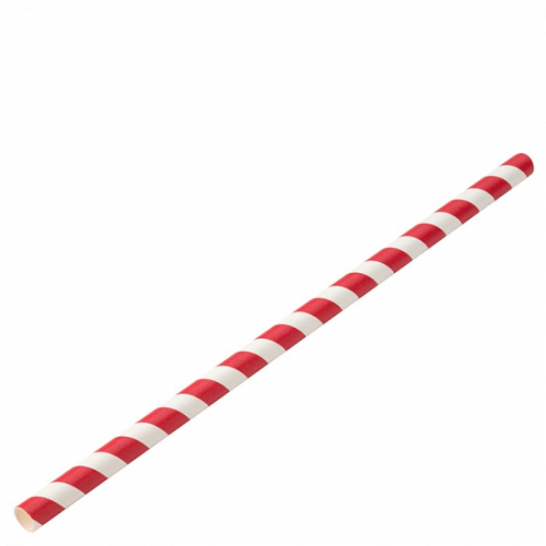 UTOPIA Paper Jumbo Red Stripe Straw 9" (23cm) 8mm Bore