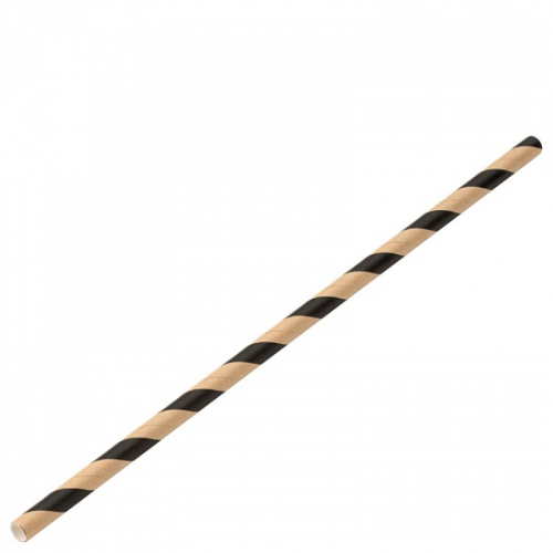 UTOPIA Paper Brown/Black Stripe Straw 8"(20cm) Box of 250