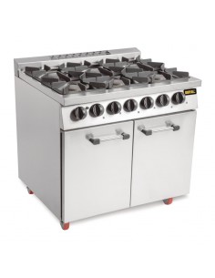 Buffalo 6 Burner Gas Oven Range with Castors