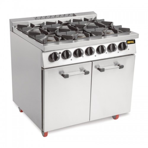 Buffalo 6 Burner Gas Oven Range with Castors