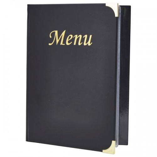 A4 Menu Holder Black 8 Pages