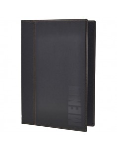 Contemporary A4 Menu Holder Black 4 Pages