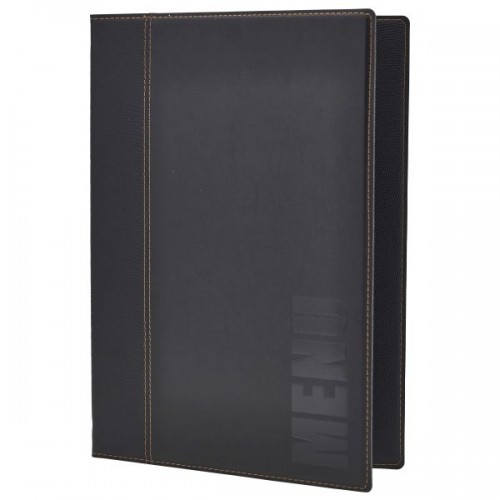 Contemporary A4 Menu Holder Black 4 Pages