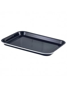 Enamel Serving Tray Black with White Rim 33.5x23.5x2.2cm