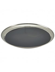 Non Slip Stainless Steel Round Tray 12"