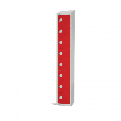 Elite Eight Door Manual Combination Locker Locker Red with Sloping Top