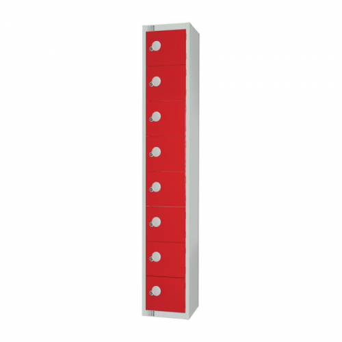 Elite Eight Door Manual Combination Locker Locker Red with Sloping Top