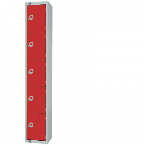 Elite Five Door Manual Combination Locker Locker Red with Sloping Top