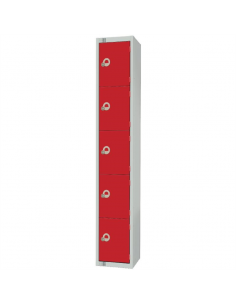 Elite Five Door Coin Return Locker Red