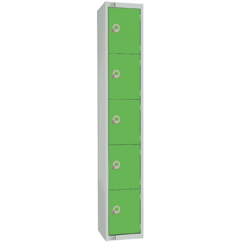 Elite Five Door Coin Return Locker Green