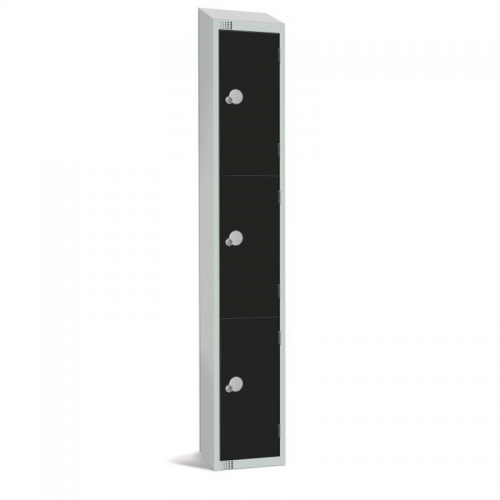 Elite Three Door Padlock Locker Black with Sloping Top