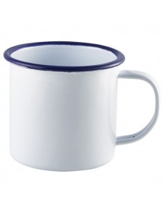 Enamel Mug White with Blue Rim 36cl/12.5oz