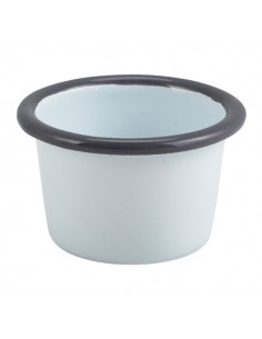 Enamel Ramekin White with Grey Rim 7cm Dia 90ml/3.2oz