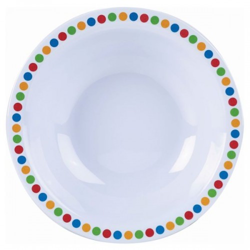 Genware Melamine 6" Bowl- Coloured Circles - Quantity 12