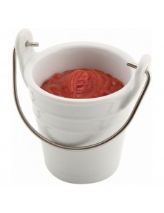 Porcelain Bucket W/ Stainless Steel Handle 6.5cm � 10cl