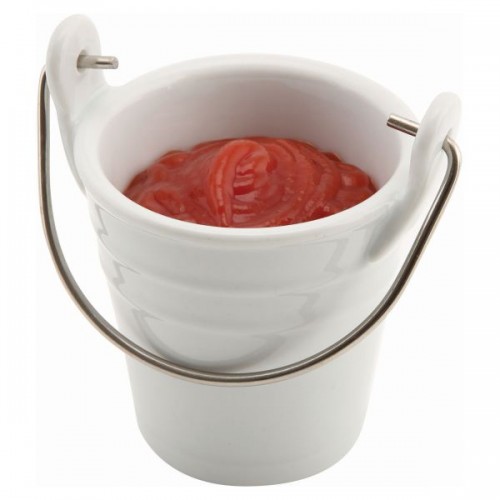 Porcelain Bucket W/ Stainless Steel Handle 6.5cm � 10cl