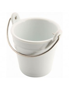 Porcelain Bucket W/ Stainless Steel Handle 9cm � 25cl