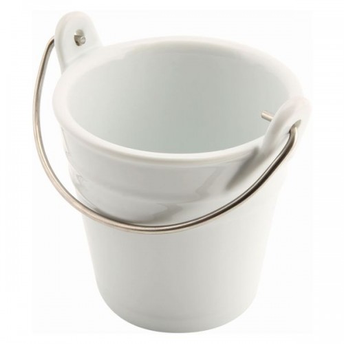 Porcelain Bucket W/ Stainless Steel Handle 9cm � 25cl