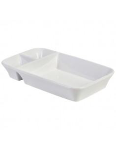 Royal Genware Rectangular Divided Dish 26x15x4cm - Pack of 4