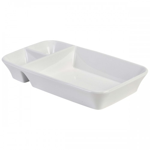 Royal Genware Rectangular Divided Dish 26x15x4cm - Pack of 4