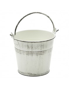 Galvanised Steel Serving Bucket 10cm Dia White Wash